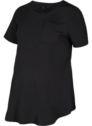 Kortærmet graviditets t-shirt i bomuld, Black, Packshot image number 0
