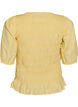 Smockbluse med fl&aelig;sekant og b&aring;dhals, Gul, Packshot image number 1