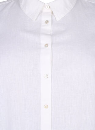 Lang skjorte i hør og bomuld, Bright White, Packshot image number 2