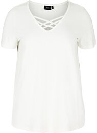 Kortærmet t-shirt med v-udskæring, Warm Off-white