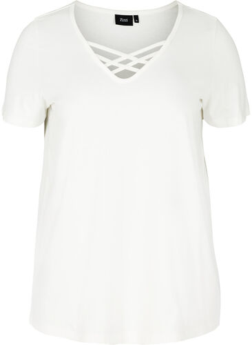 Kortærmet t-shirt med v-udskæring, Warm Off-white, Packshot image number 0