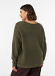 Strikbluse med struktureret hulm&oslash;nster, Gr&oslash;n, Model image number 2