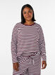 Lang&aelig;rmet natbluse i rib jersey med striber, R&oslash;d, Model image number 0