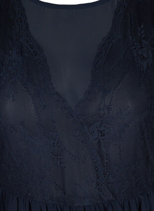 Lang kortærmet kjole med blonder, Night Sky, Packshot image number 2