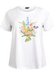 T-shirt i økologisk bomuld med blomstermotiv, B. White w. Flower, Packshot image number 0