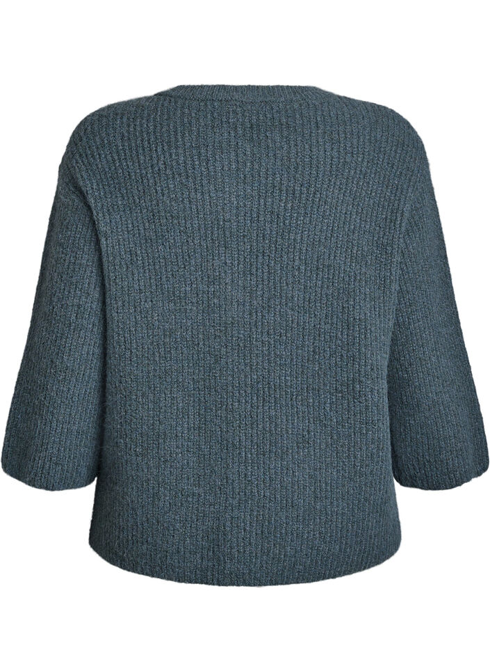 Kort cardigan med 3/4-ærmer og gyldne strukturknapper, Grøn, Packshot image number 1