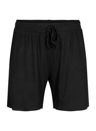 Løstsiddende viskose shorts med rib, Black