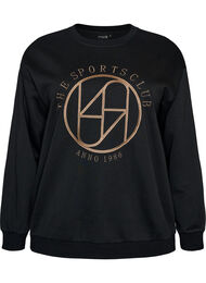Sweatshirt med broderet tekst, Sort