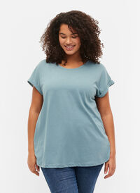 Kortærmet t-shirt i bomuldsblanding, Smoke Blue, Model