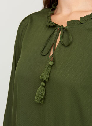 Viskose kjole med binde detalje, Rifle Green, Model image number 2