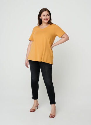 Basis t-shirt med v-hals, Spruce Yellow, Model image number 2