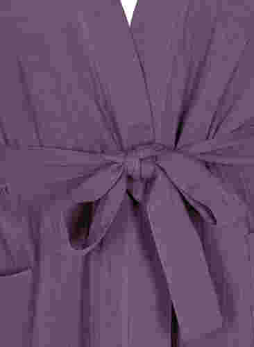 Bomulds morgenkåbe med bindebånd, Vintage Violet, Packshot image number 2