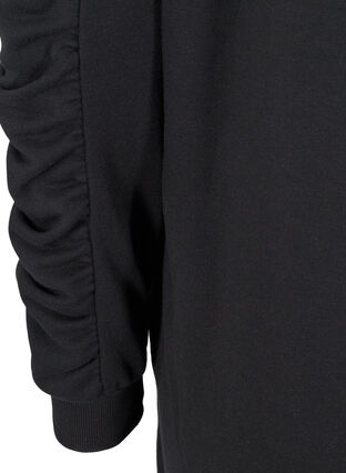 Sweatkjole med lommer og draperede ærmer, Black, Packshot image number 3