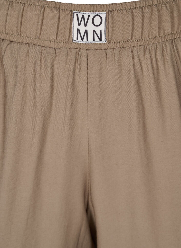 Løse viskose bukser med elastikkant og lommer, Timber Wolf, Packshot image number 2