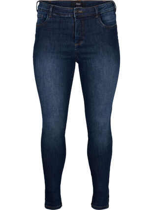 Super slim jeans med høj talje, Dark Blue, Packshot image number 0