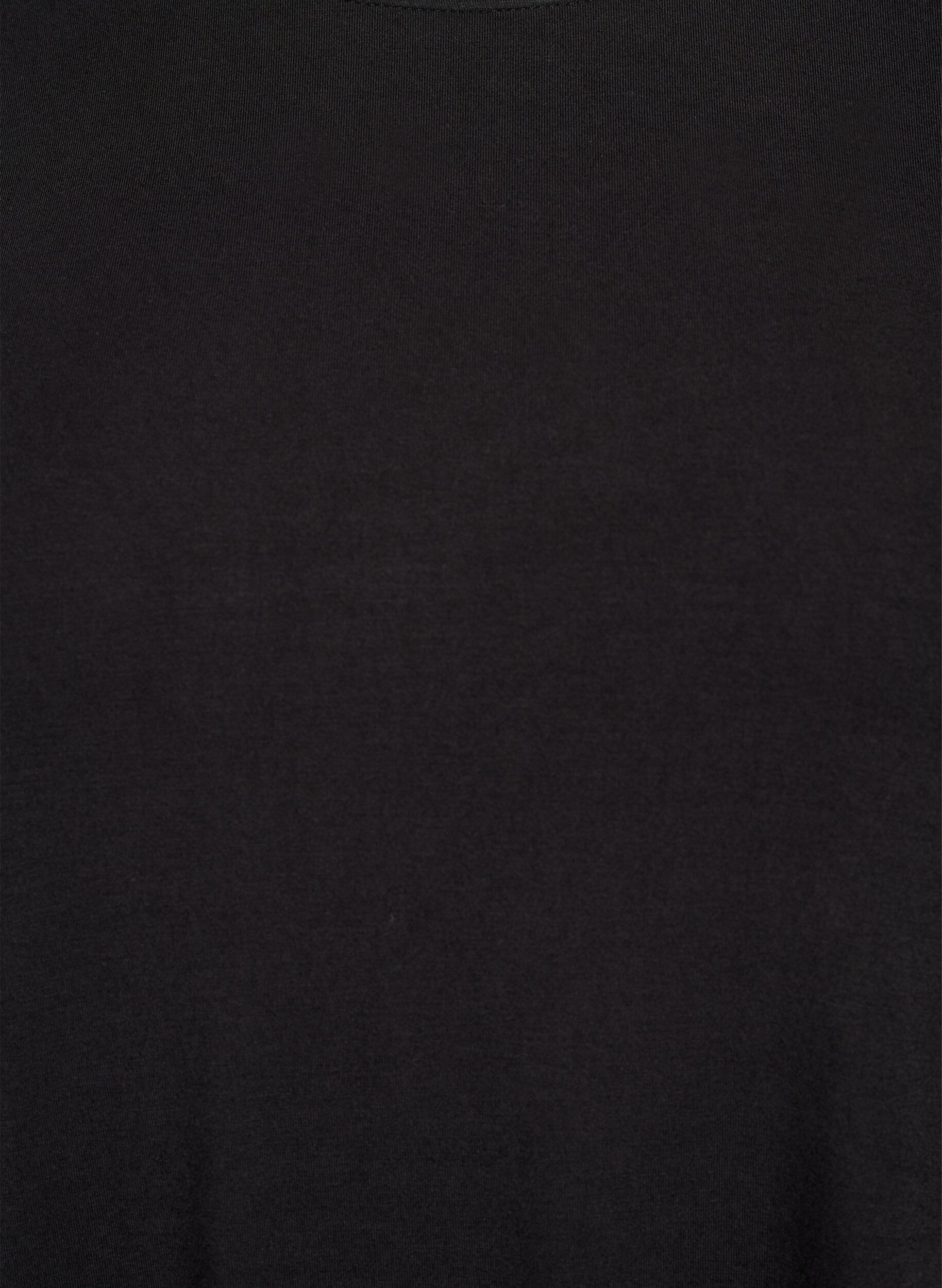 Zizzi Ensfarvet bluse med lange &aelig;rmer, Sort, Packshot image number 2