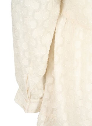 Jacquard kjole med flæsekrave, Birch, Packshot image number 3