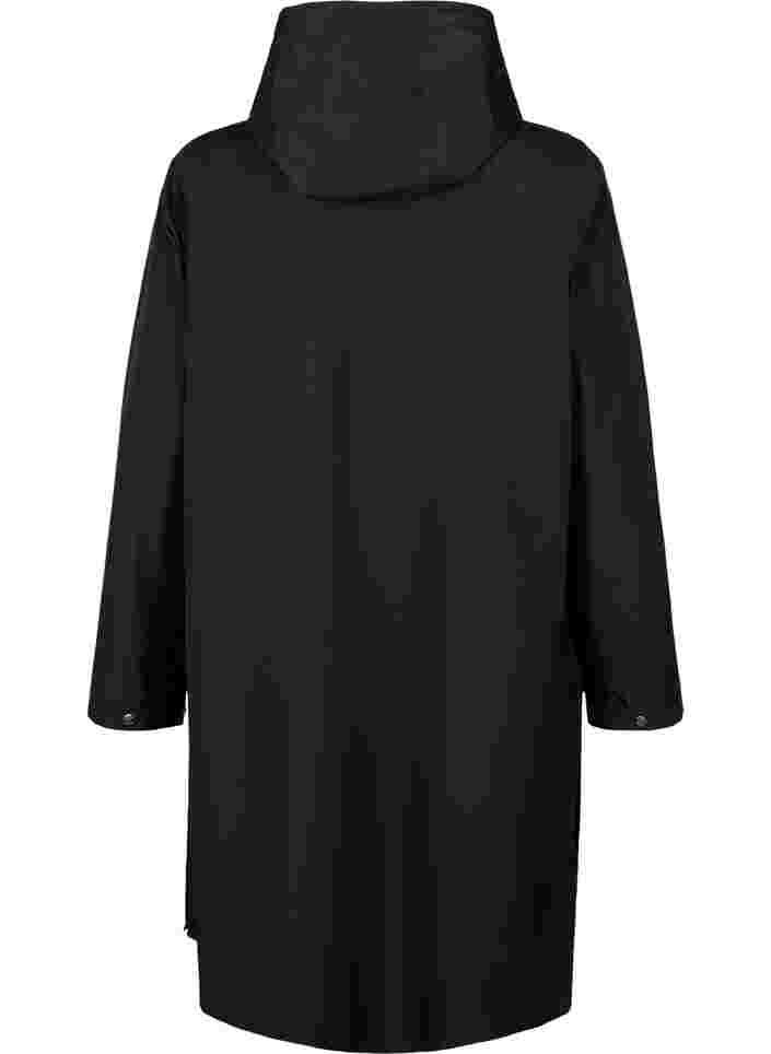 Regnjakke med lommer og hætte, Black, Packshot image number 1