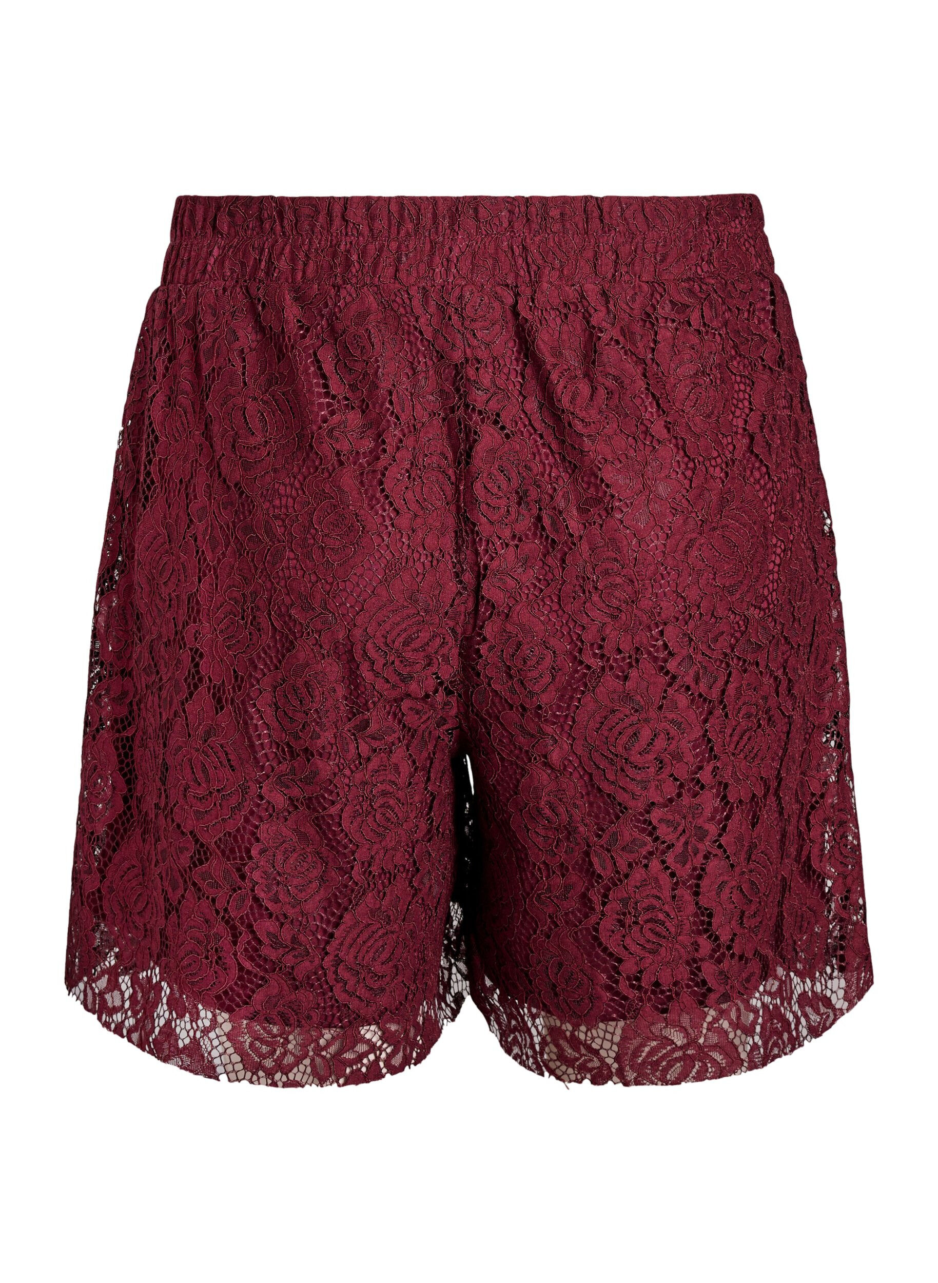 Zizzi L&oslash;se blonde shorts, M&oslash;rk Bordeaux, Packshot image number 1