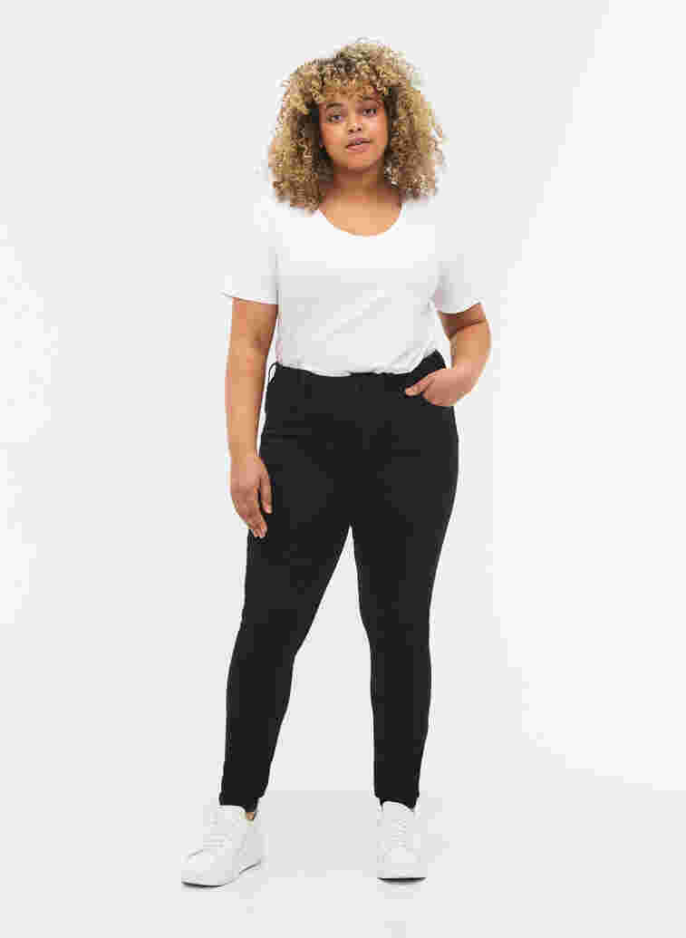 Højtaljede super slim Amy jeans, Black, Model image number 0