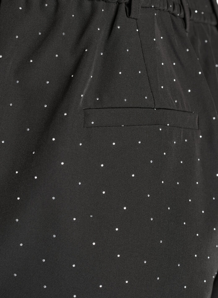 Bukser med rhinsten og høj talje, Sort, Packshot image number 3