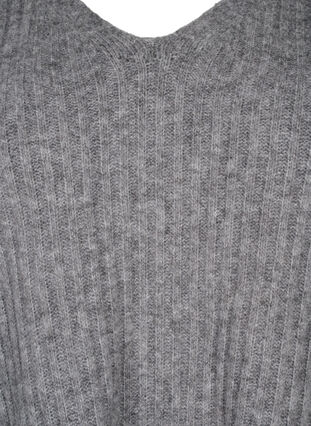 Strikbluse med slids, Light Grey Melange, Packshot image number 2
