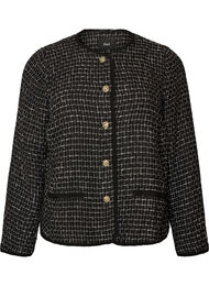 Jakke i boucl&eacute; med guldfarvede knapper, Sort