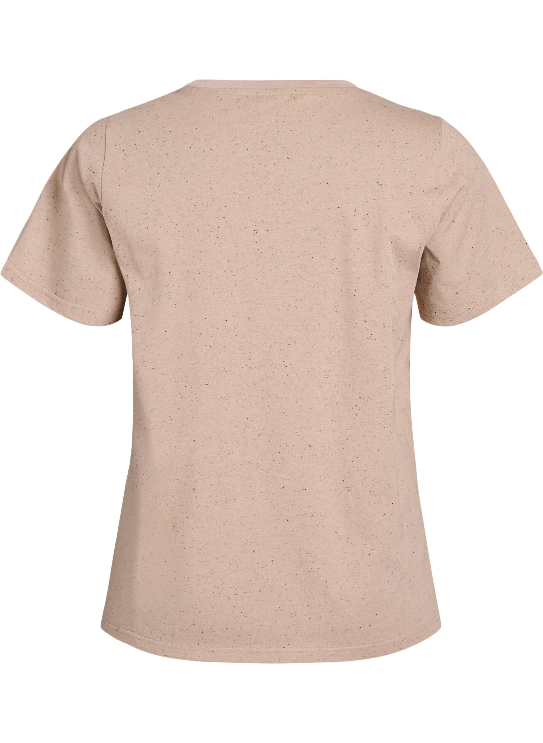 Zizzi Bomulds t-shirt med rund hals, Beige, Packshot image number 1