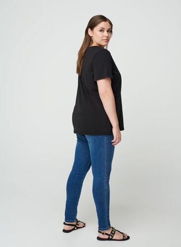 Kortærmet t-shirt med print, Black , Model image number 1