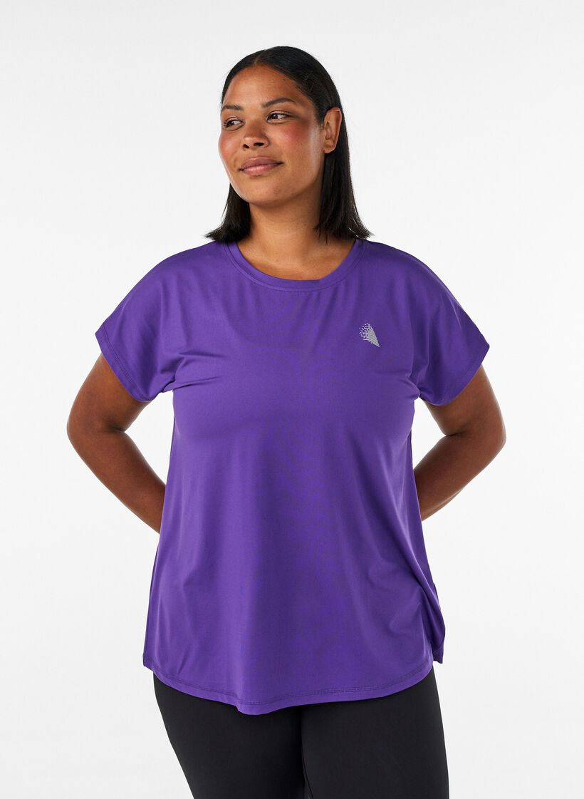 Ensfarvet tr&aelig;nings t-shirt, Lilla, Model image number 0