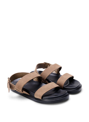 Wide fit sandal i ruskind, Brown, Packshot image number 1