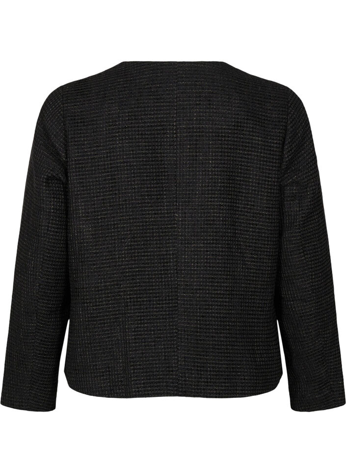 Boucle jakke med lommer og dekorative knapper, Black, Packshot image number 1