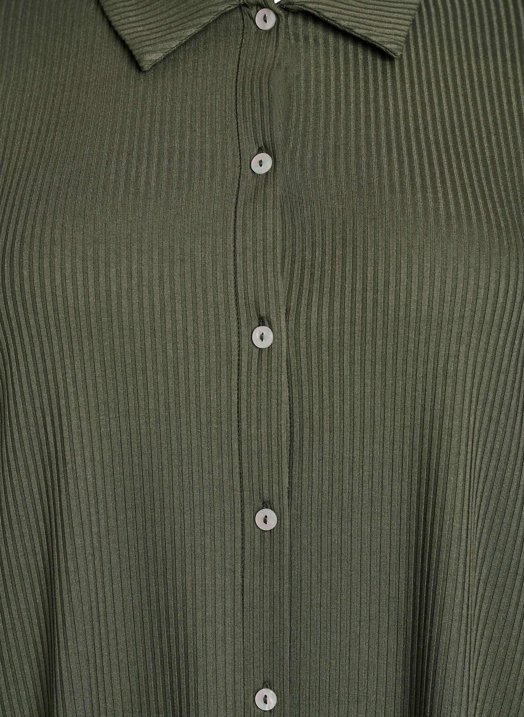 Zizzi Maxikjole i jersey med krave og korte &aelig;rmer, Gr&oslash;n, Packshot image number 2