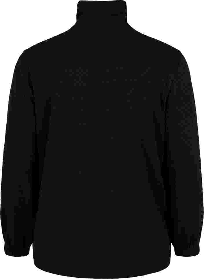 Sweatshirt med høj hals og justerbare elastiksnøre, Black, Packshot image number 1