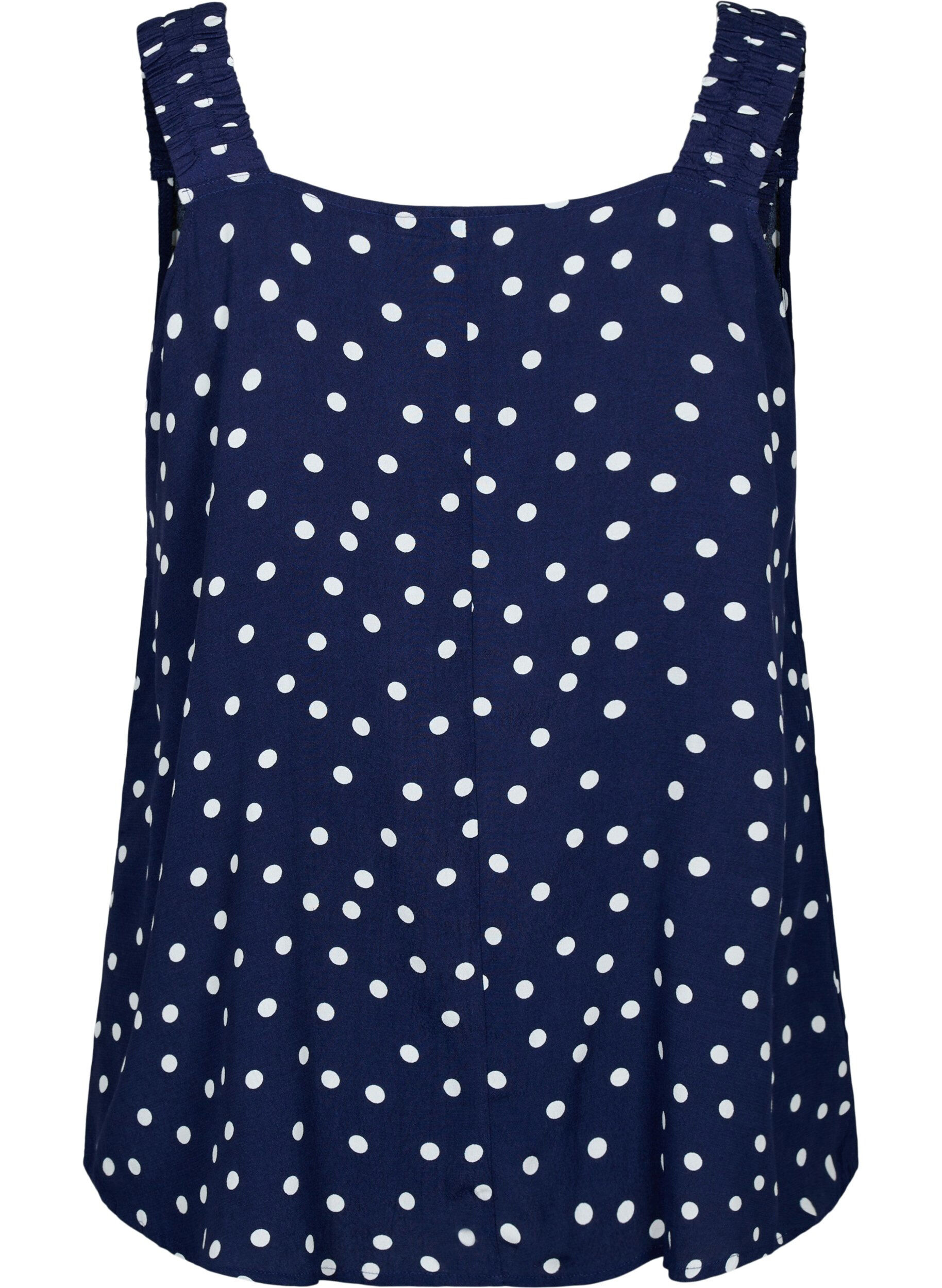Zizzi Printet viskosetop med a-shape, Peacoat Dot, Packshot image number 1