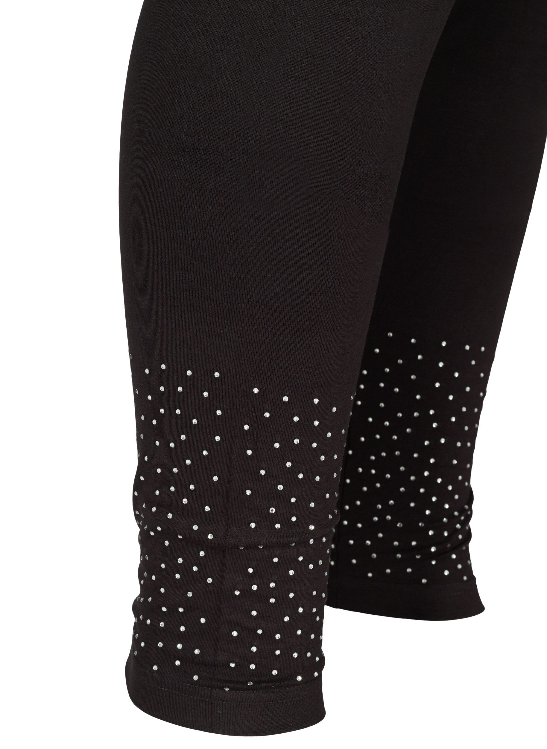 Zizzi Leggings i viskosemix med dekorative sten, Black, Packshot image number 3