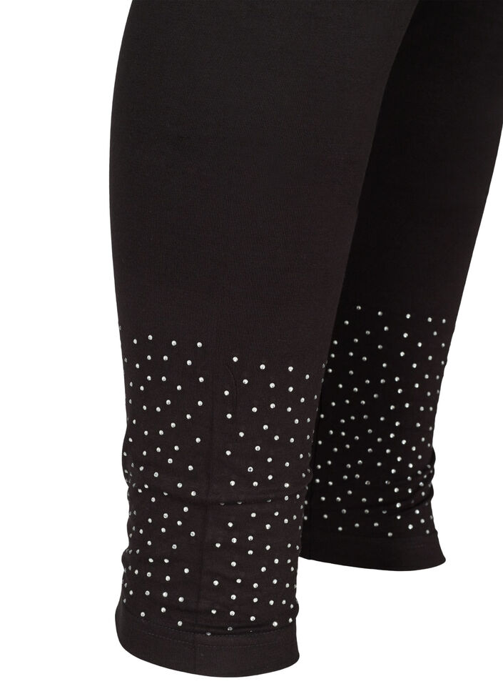 Leggings i viskosemix med dekorative sten, Black, Packshot image number 3
