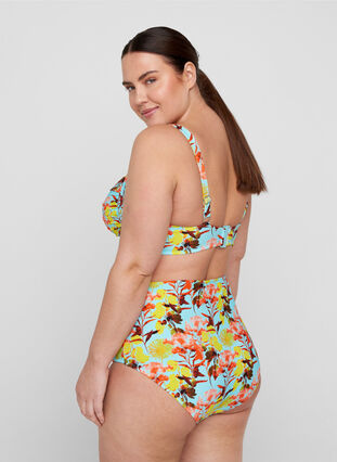 Printet bikini underdel med ekstra høj talje, Bright Flower, Model image number 1
