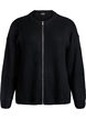 Strik cardigan med lynl&aring;s, Sort, Packshot image number 0