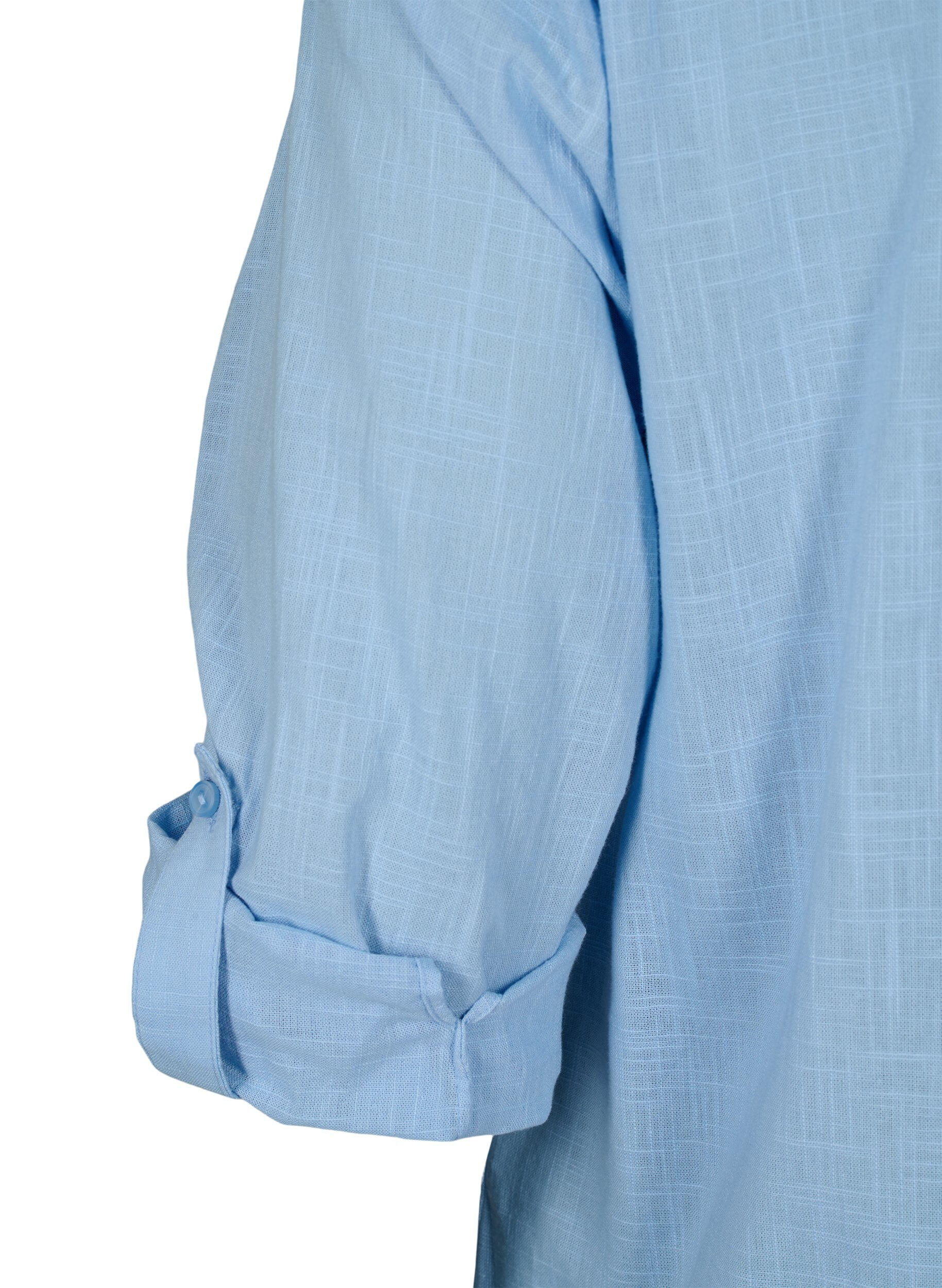 Zizzi Skjortebluse i bomuld med v-udsk&aelig;ring, Serenity, Packshot image number 3