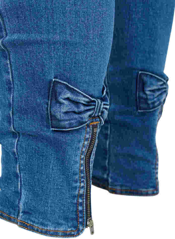 Super slim Amy jeans med sløjfe og lynlås, Dark blue, Packshot image number 3