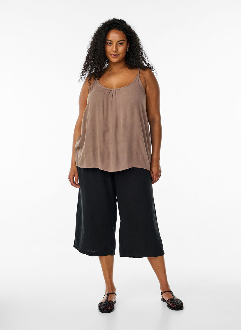 Strop top i viskose, Brun, Model image number 1