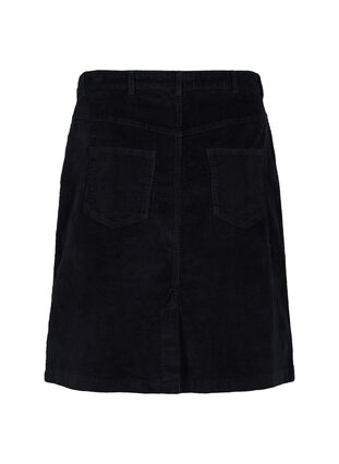 Bomulds nederdel i fløjl, Black, Packshot image number 1