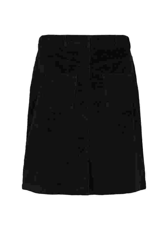 Bomulds nederdel i fløjl, Black, Packshot image number 1