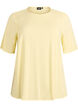 Kort&aelig;rmet v&aelig;vet bluse med rund hals, Gul, Packshot image number 0