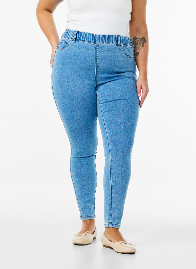 Jeggings med h&oslash;j talje, Bl&aring;, Model image number 2