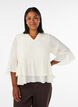 Bluse med 3/4-&aelig;rmer og fl&aelig;sedetaljer, Vanilla, Model image number 0