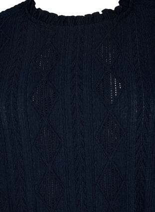 Bluse med flæsedetaljer og tone-i-tone mønster, Night Sky, Packshot image number 2