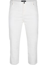 7/8 jeans med rå kanter og høj talje, White, Packshot