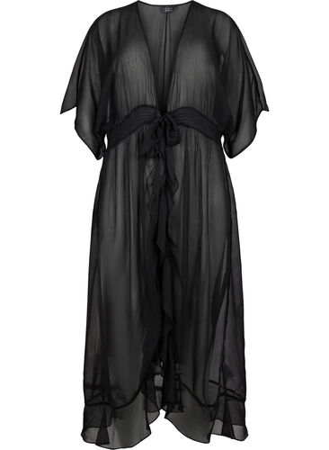 Strand kimono med korte ærmer, Black, Packshot image number 0